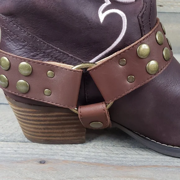 Women's Dingo City Limits Harness Boots  Embroidered Design Brown - Picture 7 of 8